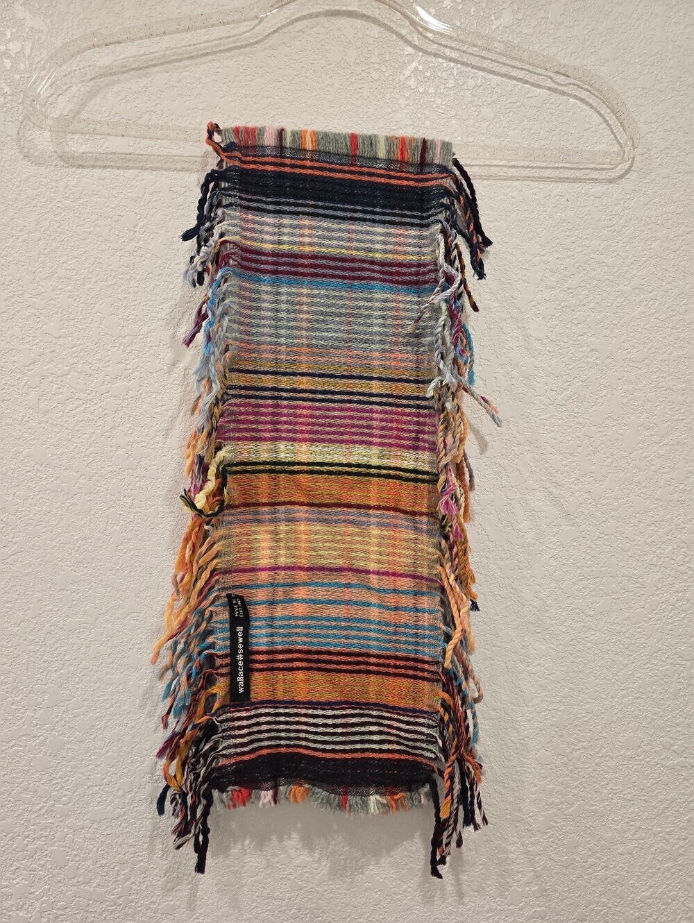 Wallace & Sewell handwoven multicolored striped scarf With fringe Wool Cashmere - Picture 5 of 9